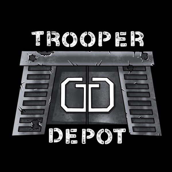 Trooper Depot LLC Logo Bunker Door Stencil Text Black Background